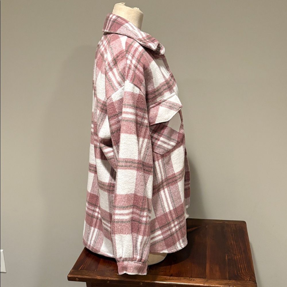 Mud Pie Highland Plaid Womens Oversized Shacket Size S - Picture 4 of 10